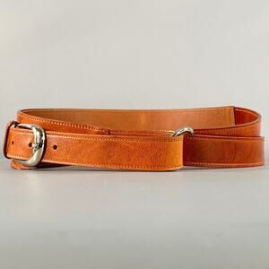 OSCAR DE LA RENTA Size M Brown Silver Leather Wrap Belt